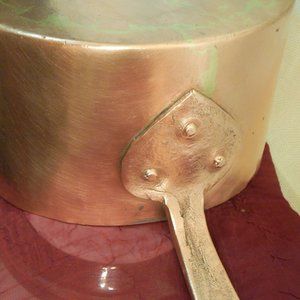 Lrg. Antique, 19th-Cen, French All-Copper Cauldron, Handmade, Long Handle 1.5gal